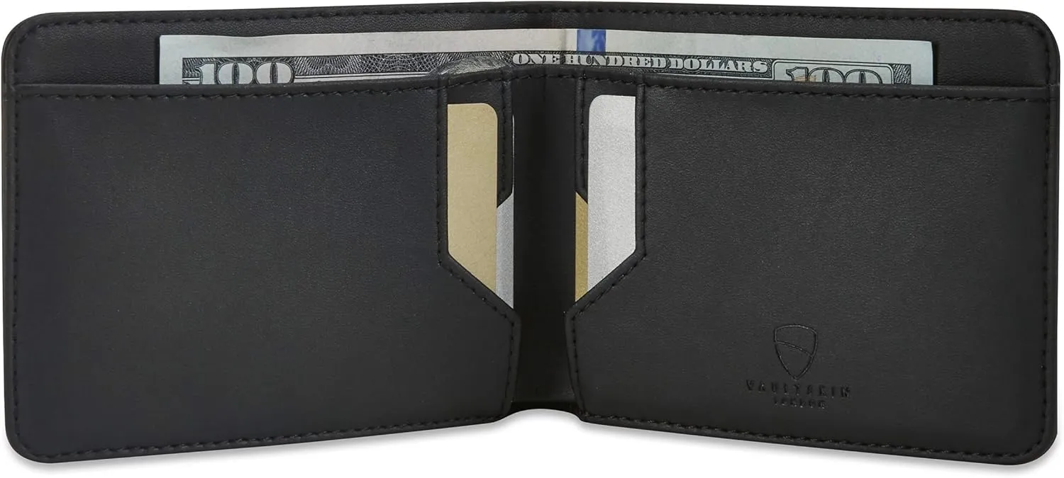 Vaultskin MANHATTAN Slim RFID Blocking Bifold Leather Wallet for Men - Minimalist Front Pocket Card Holder, Holds 9 Cards & Cash, Premium Italian Leather