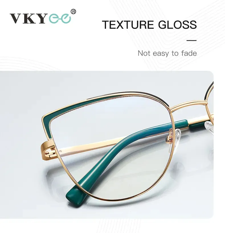 Vicky Women's Full Rim Large Square Alloy Reading Glasses 3103