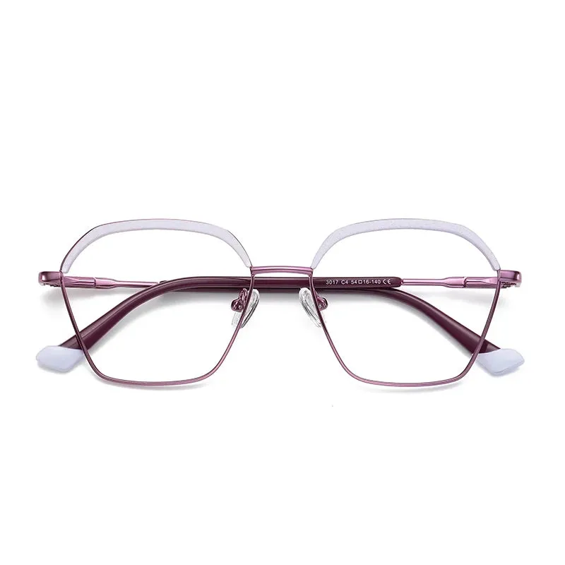 Vicky Women's Full Rim Polygon Alloy Reading Glasses 3017
