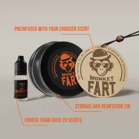 Wooden disc Car Air Freshener - 'Monkey Fart' Design